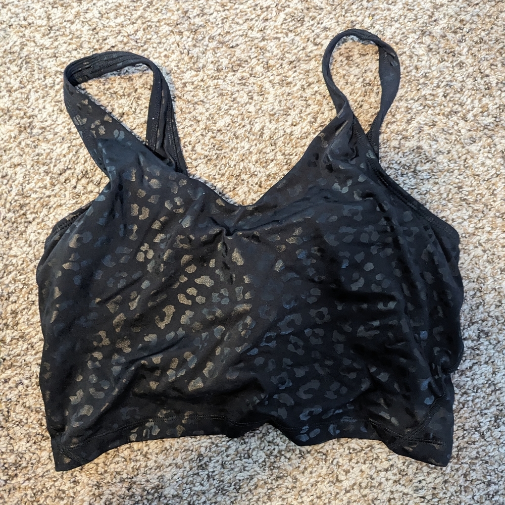 Gym People Black Cheetah Longline sports bra size Large